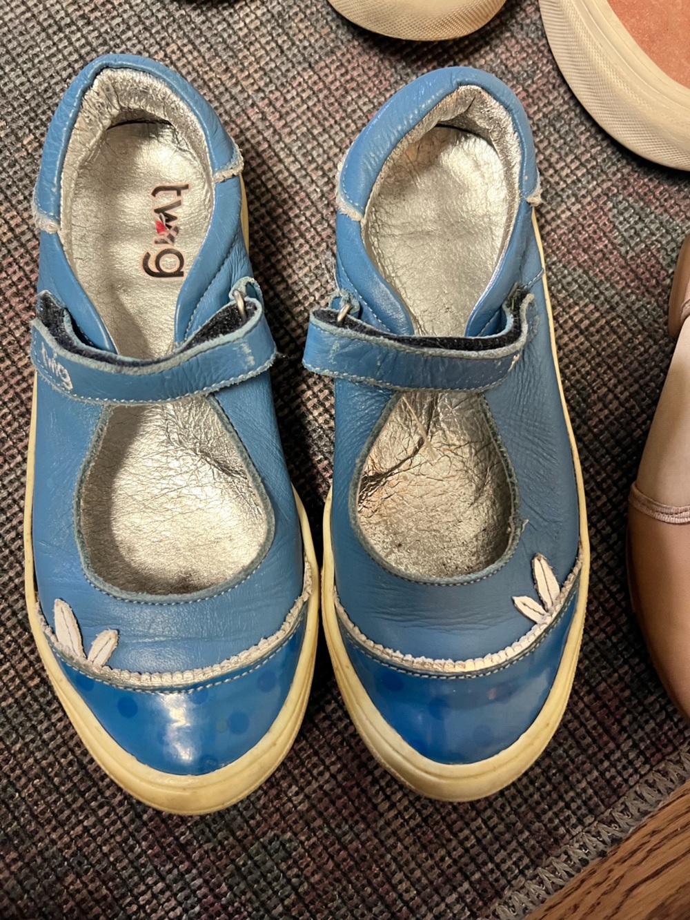 Blue Mary Jane Leather Flats - Twig size 13